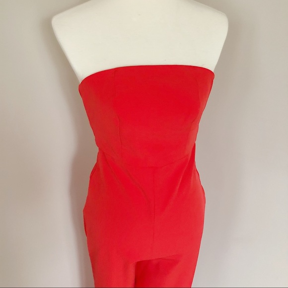 NWT Topshop Red Strapless Jumpsuit Size 0 - Picture 5 of 7